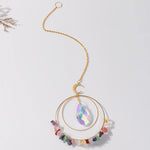 suncatcher ornement boho chic semi précieuses cristal violet blanc doré pendaison