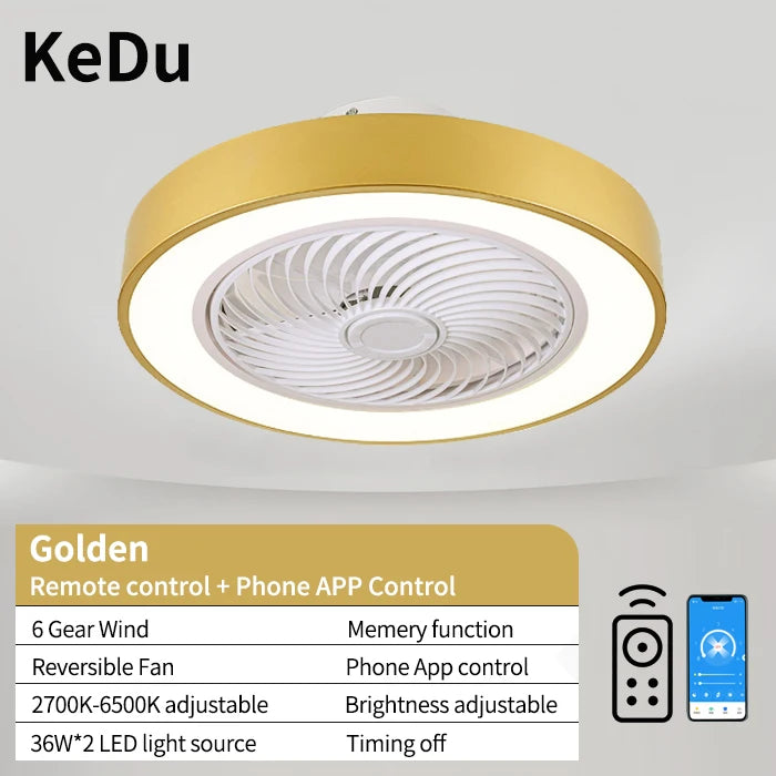 ventilateur lampe led moderne blanc noir doré gris rose bleu rond lisse