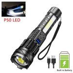 torche lumineuse rechargeable 20w led noire texturée moderne étanche 7modes