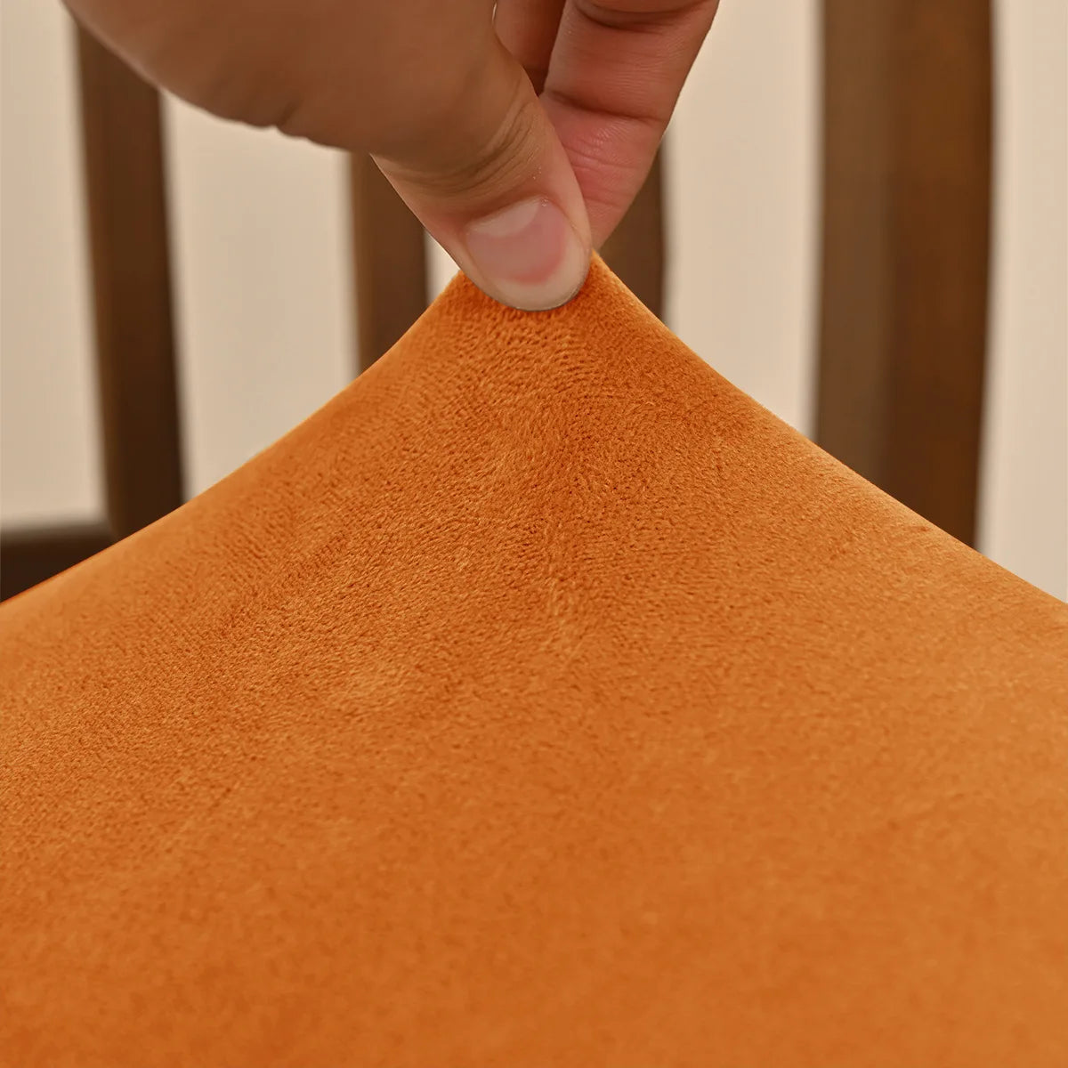 coussin chaise velours orange protection amovible lavable classique fixe
