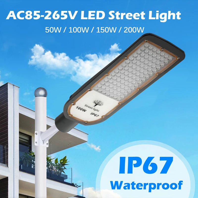 lampe rue led moderne gris métallique ip67 200w 100w 150w 50w