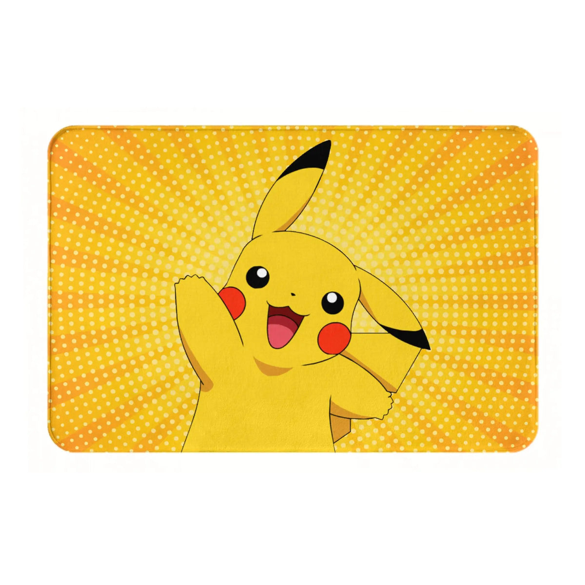 tapis sol antidérapant pikachu jaune noir rouge cartoon pois flanelle 60x40cm chambre cuisine salon