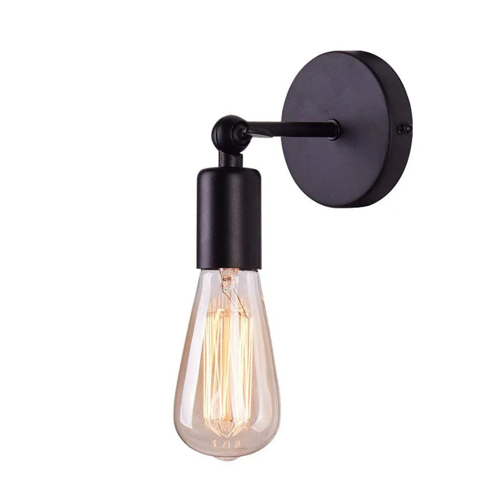 lampe murale industrielle vintage ampoule edison verre transparent noir blanc étude chambre