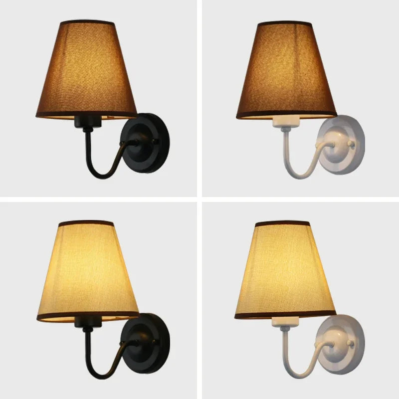 lampe murale moderne or noir blanc abat jour toile beige éclairage quotidien led fixée