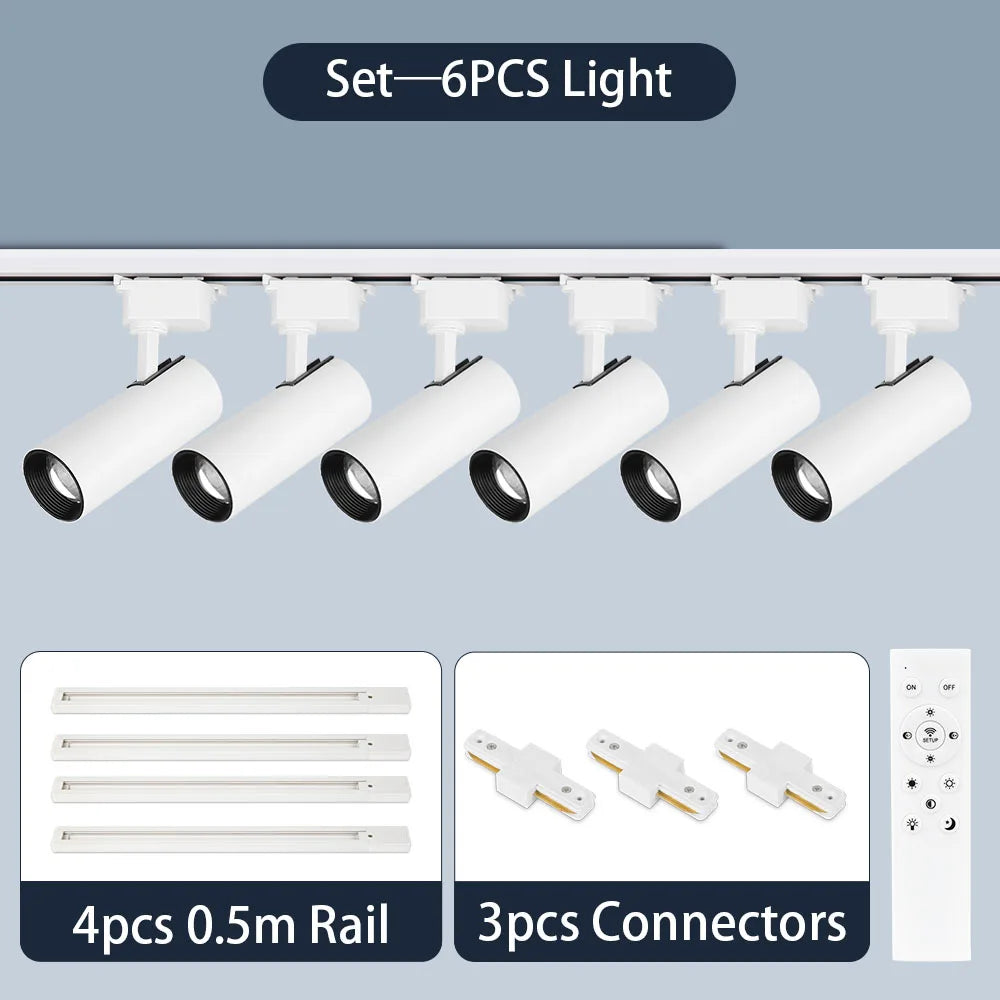 spots led modernes noir blanc télécommande dimmable ensembles complets rail