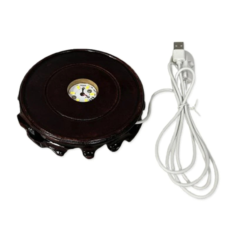 support lampe led marron texture bois classique câble usb base bois led neutral warm