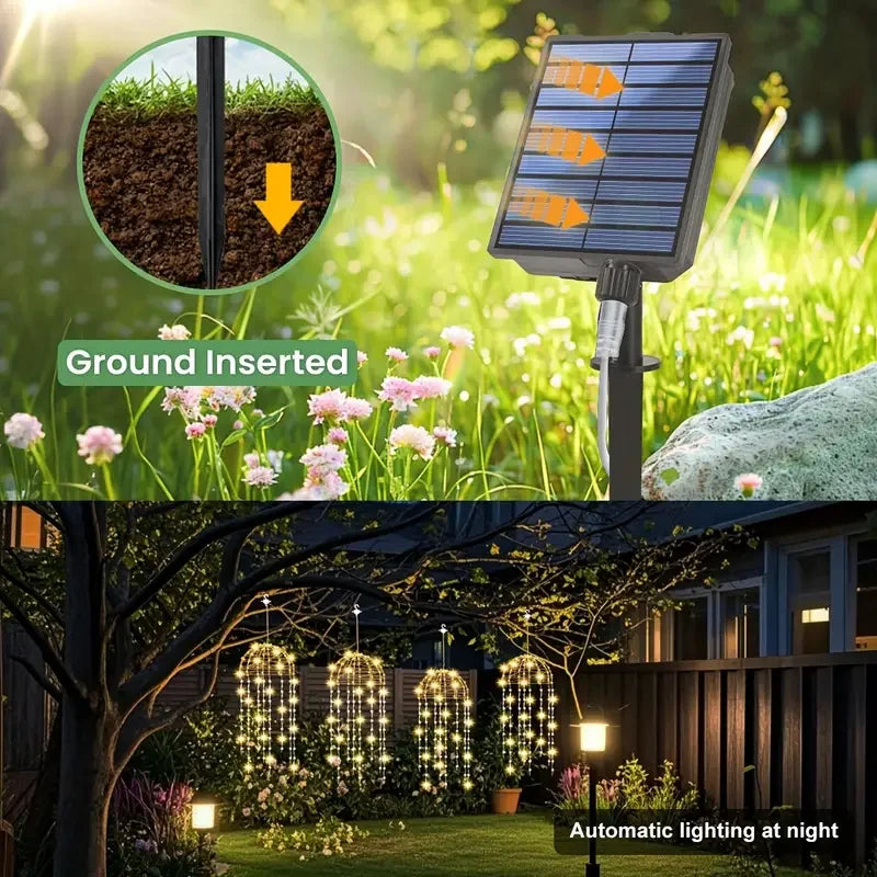 guirlande lumineuse solaire cascade blanc chaud moderne ip65 modes contemporain