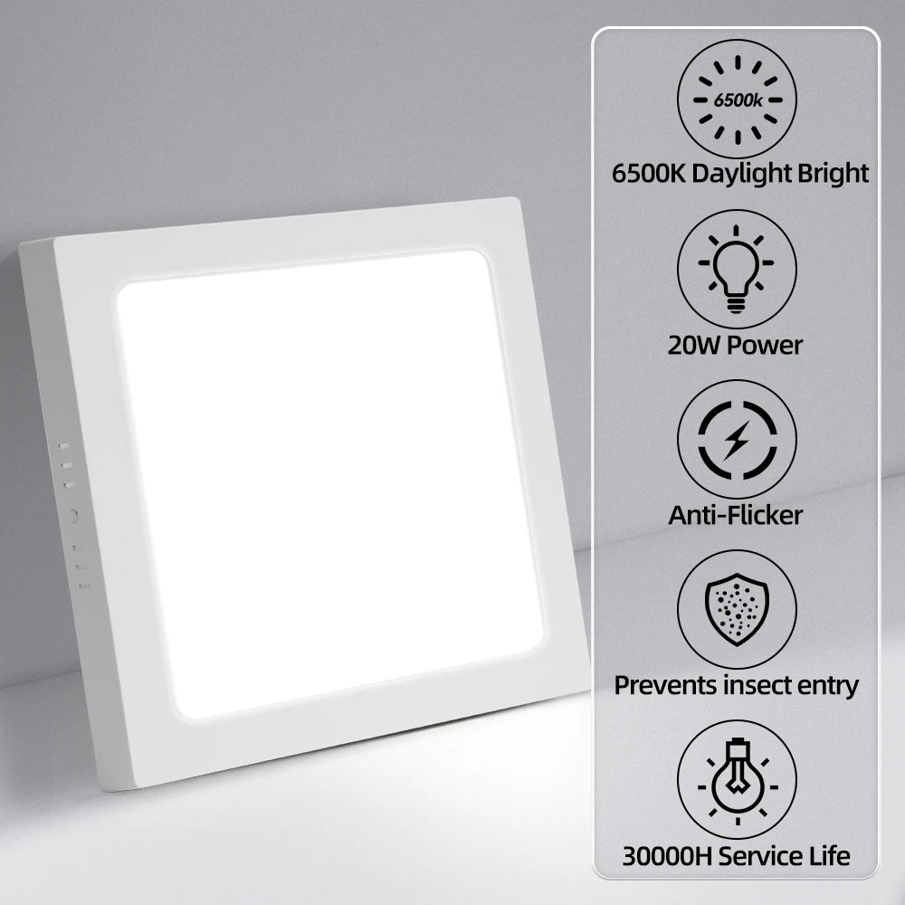 plafonniers led blancs modernes rond carré éclairage cuisine salon 10w 15w 20w 30w