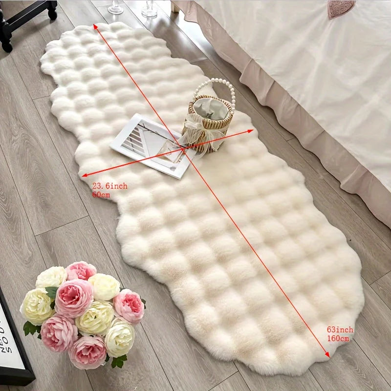 tapis blanc moderne peluche douce imitation fourrure salon chambre décoration maison