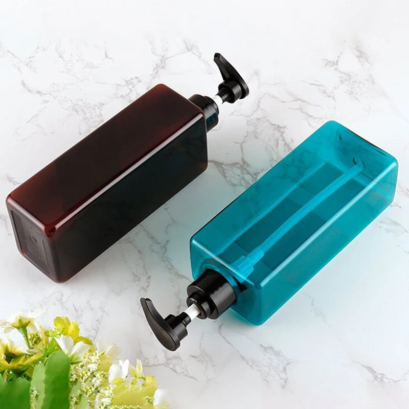 shampooing conditionneur savon main bouteille rechargeable pompe pression noir blanc bleu brun minimaliste
