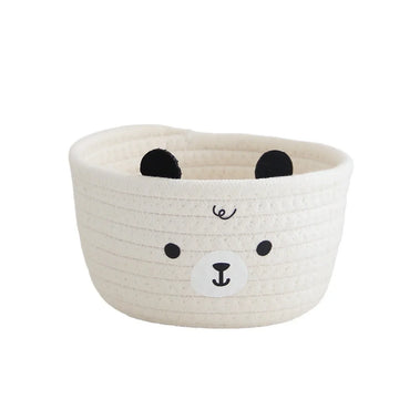 panier rangement tissu motif ours décoratif chambre enfant petit coffre bois blanc