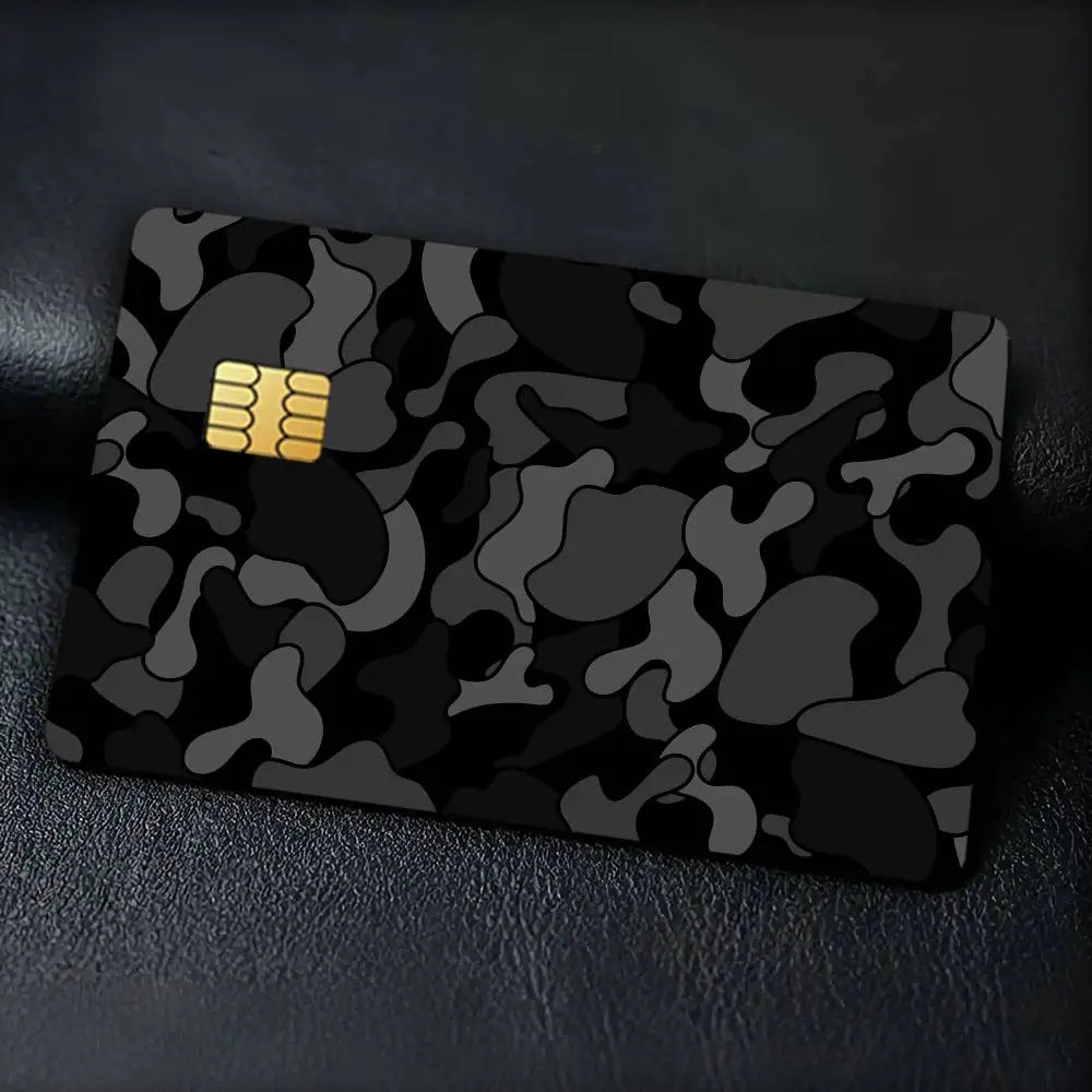 cartes bancaires personnalisées camouflage adhésif noir gris rose vert bleu moderne stickers
