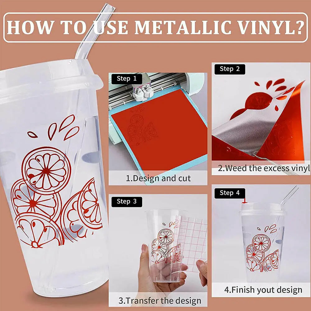 feuilles vinyle métallique or cuivre argent adhésif permanent brillant moderne décoration diy panneau mural