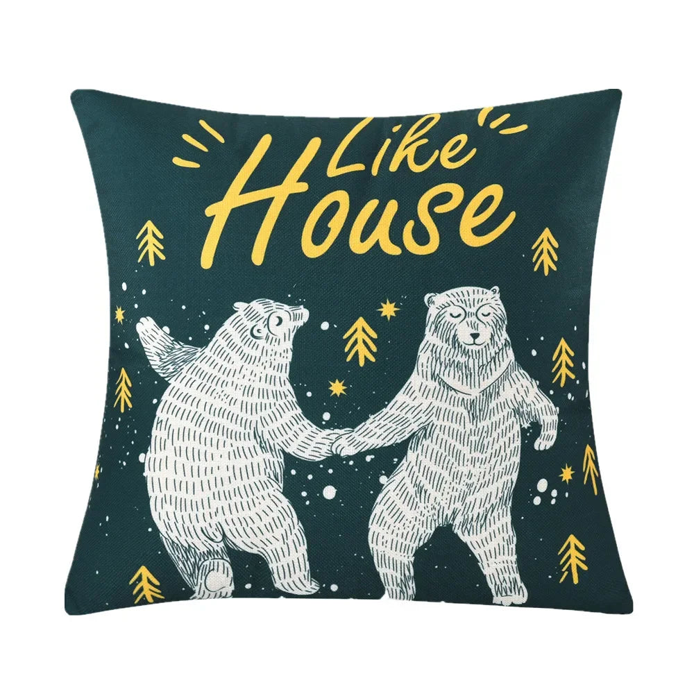 housse coussin carré géométrique chat animé coton lin moderne salon chambre voiture