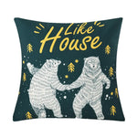 housse coussin carré géométrique chat animé coton lin moderne salon chambre voiture