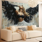 Toile d'art contemporaine peinture abstraite noir blanc gris polyester grande taille