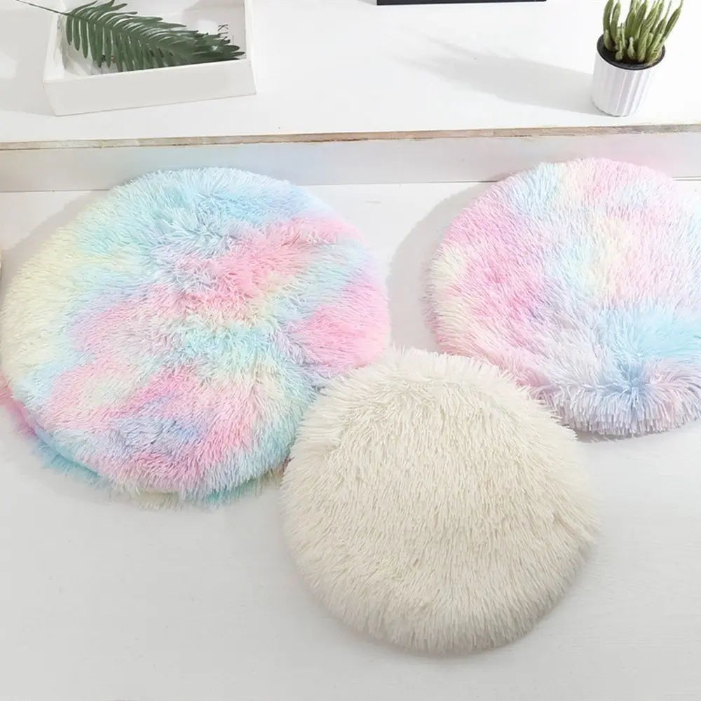 coussin rond velours multicolore moderne confortable 40cm 50cm 60cm chat lit animal compagnie