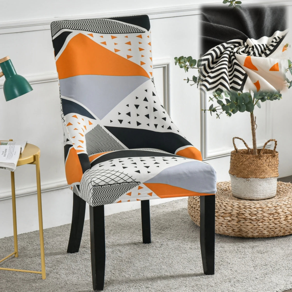 housse chaise velours extensible imprimé floral fauteuil salle manger moderne décoration