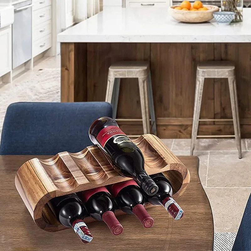 présentoir bouteilles vin bois marron moderne sculpture rangement table cuisine manger