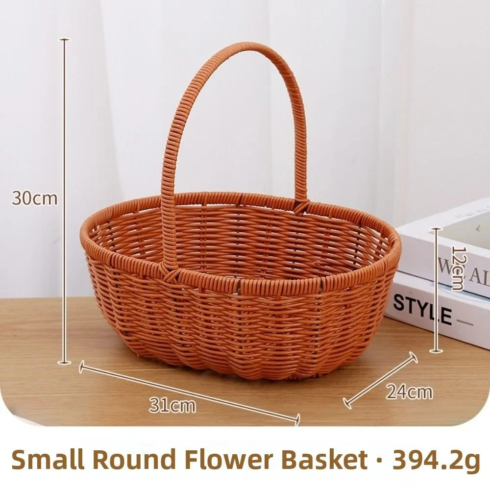 paniers rotin marron tissage traditionnel poignée arc fleur rangement maison respectueux environnement