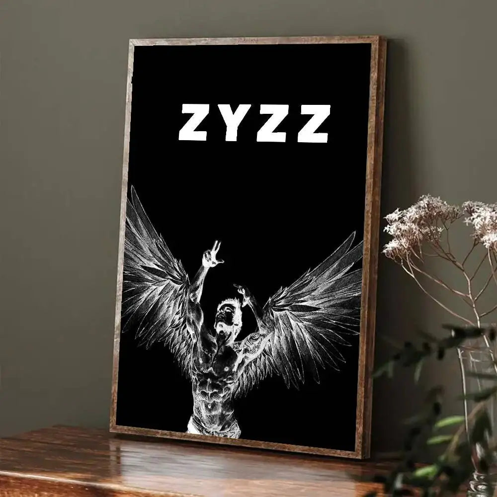 affiches homme musclé ailes zyzz veni vidi vici noir blanc moderne minimaliste papier cadre