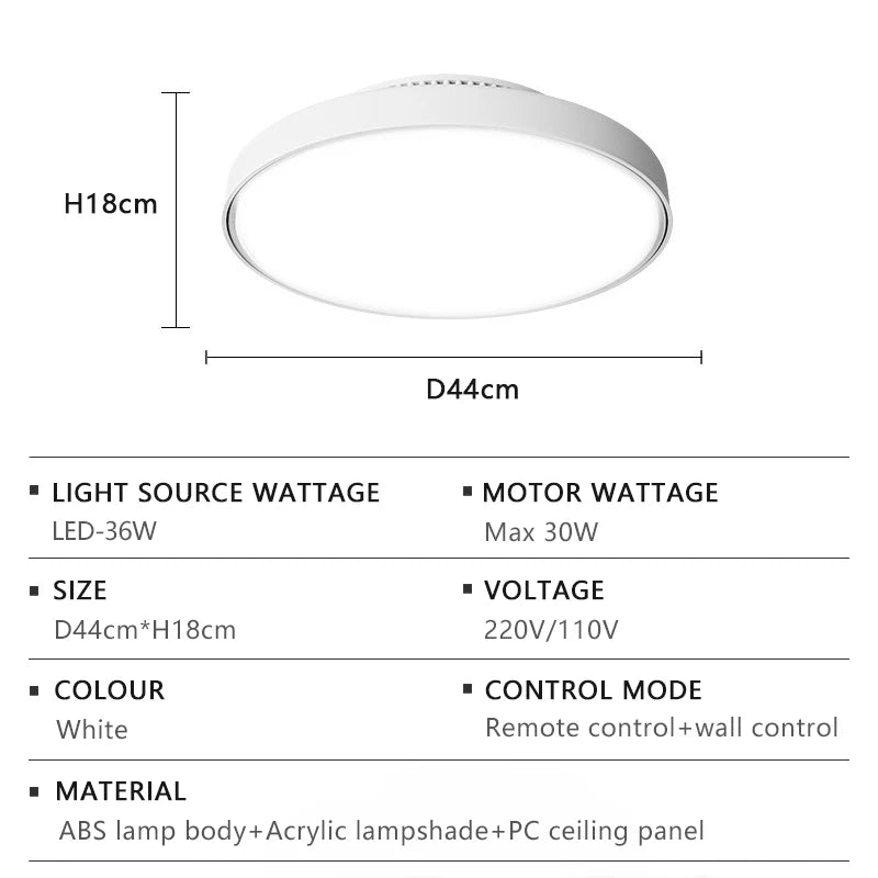 lampe ventilateur sans pales led moderne bois blanc éclairage décoration intérieure télécommande adjustable chambre