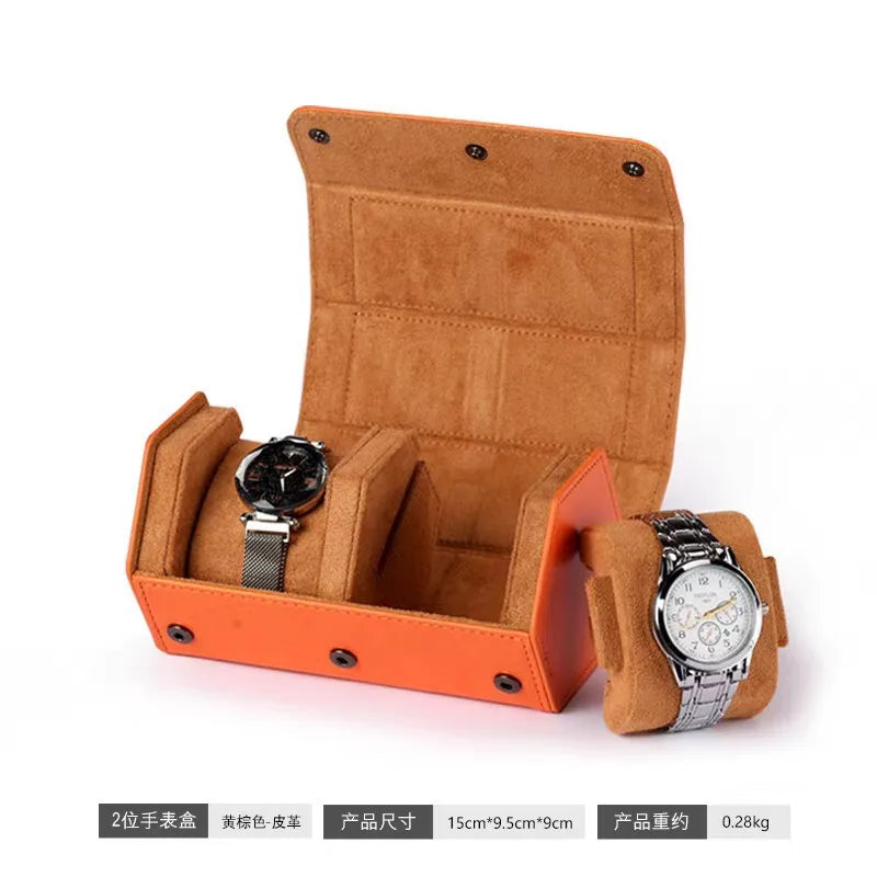 boîte montres cuir velours marron foncé classique portable sécurisée fourre tout
