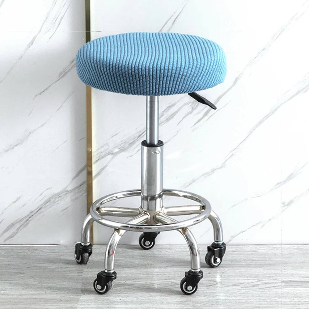 housse coussin tabouret rond velours beige moderne fixation protection siège fauteuil salon