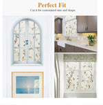 film décoratif floral opaque fenêtres beige doré vert motifs nature adhésif isolation uv protection