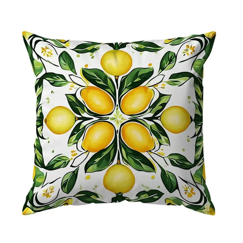 taies d'oreiller polyester citron vintage naturel fleurs blanches couleurs vives décoration maison jacinthe