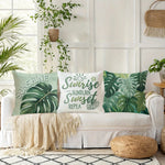 taies d'oreiller vertes motif feuilles tropicales moderne polyester 45x45cm maison hospitalière decoration chambre opaque