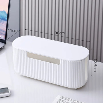 boîte rangement câbles moderne beige rayures vertical minimaliste organizer desk