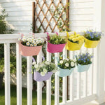paniers fleurs transparentes modernes rose violet vert rouge yeux clous suspendus extérieur