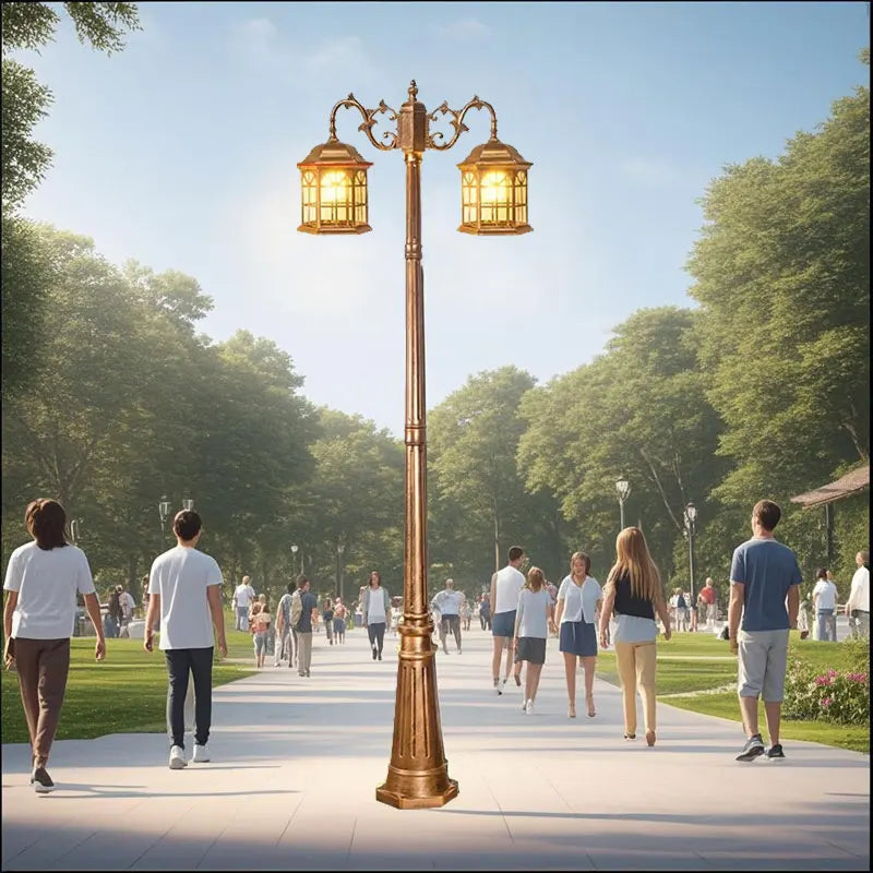 Lampadaire élégant classique or noir extérieur led ip65 certifié ccc
