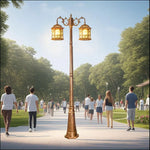 Lampadaire élégant classique or noir extérieur led ip65 certifié ccc