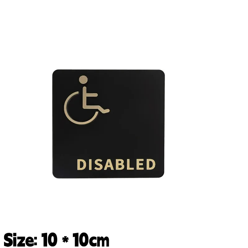panneau toilette moderne adhésif symbole homme femme wc handicapé noir doréscrição
