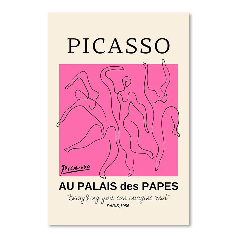 affiche abstraite picasso rose paysage contemporain sans cadre toile blanche salon bohême moderne horizontal