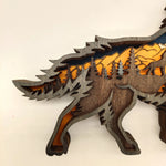 décoration murale sculpture bois loup paysage forêt 3d occasion fête