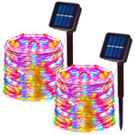 guirlande lumineuse solaire extérieure fil cuivre led étanche décoration jardin patio spikes couleur or