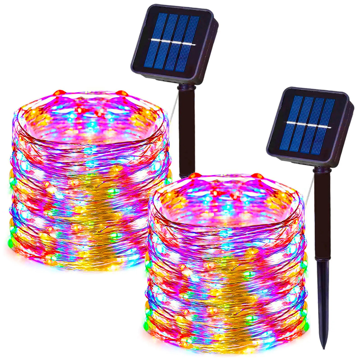 guirlande lumineuse solaire extérieure fil cuivre led étanche décoration jardin patio spikes couleur or