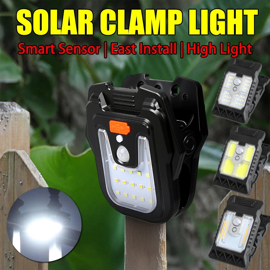 lampe solaire détecteur mouvement clip noir moderne éclairage extérieur urgence