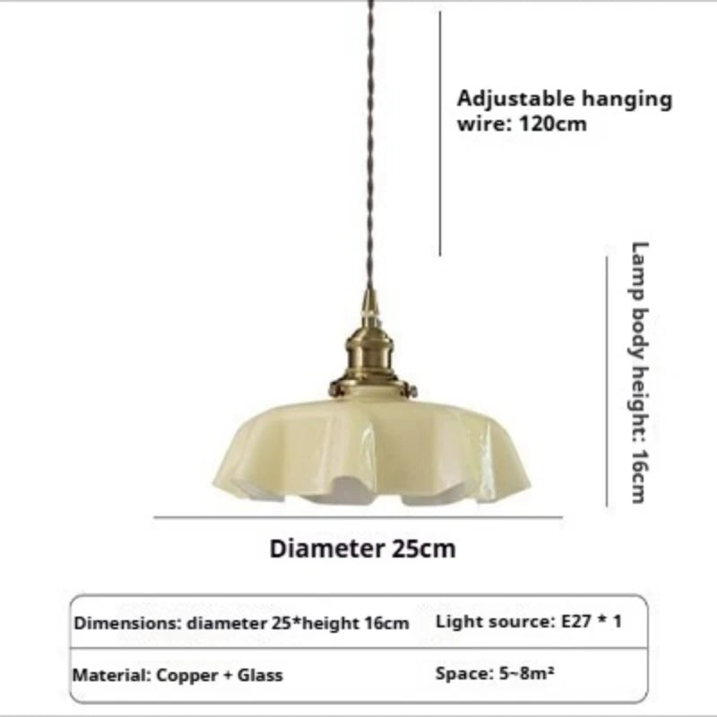 lampe suspendue vintage blanc doré texture ondulée brillante chaîne étude chambre couloir