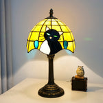 lampe table tiffany vitrail chat noir blanc contemporain interrupteur bouton stained glass