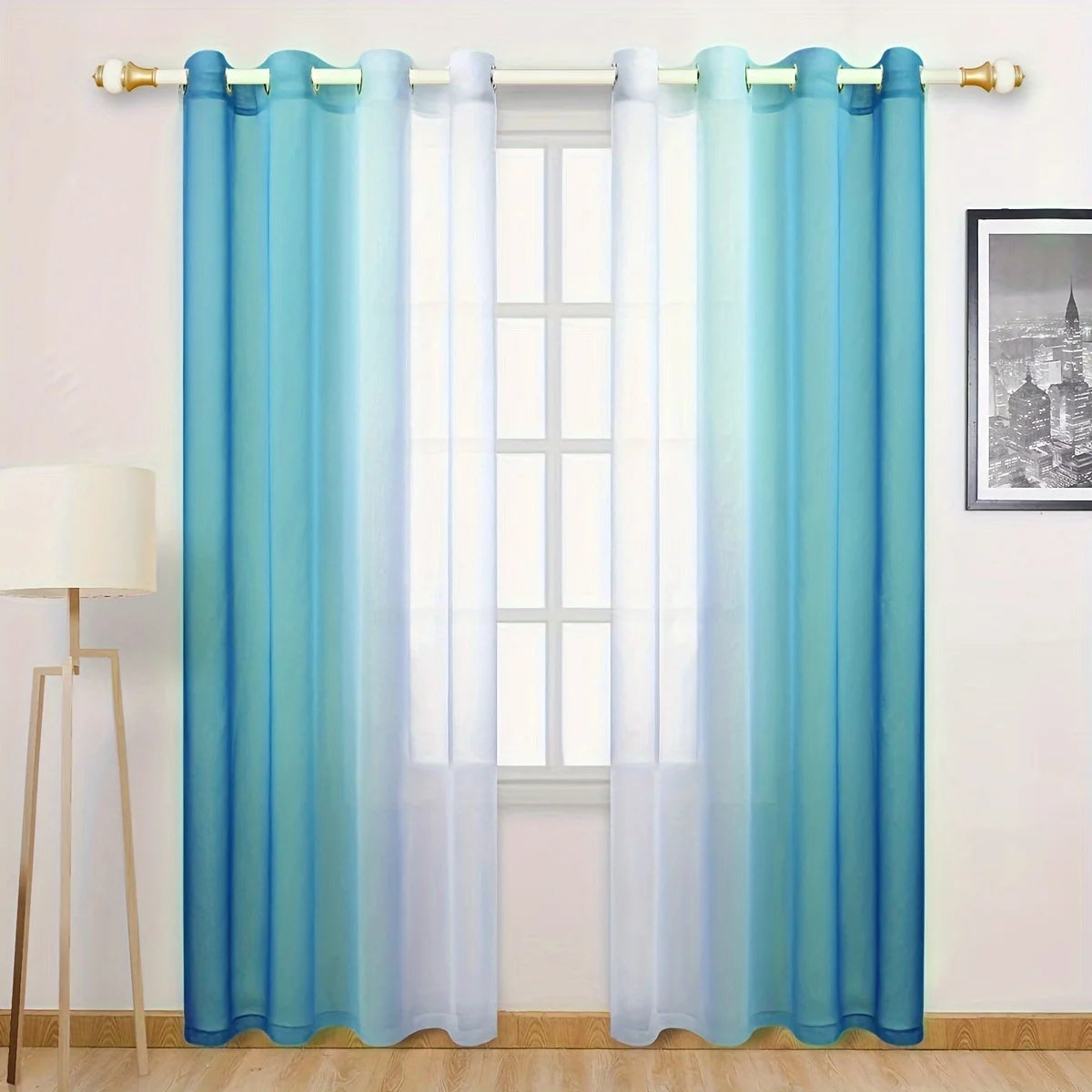 rideaux dégradés rose bleu violet ombre douce modernes transparents polyester maison