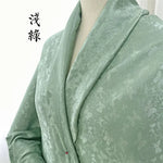 tissu jacquard fleurs blanches vert bleu clair rose pâle kimono traditionnel opaque polyester élasthanne