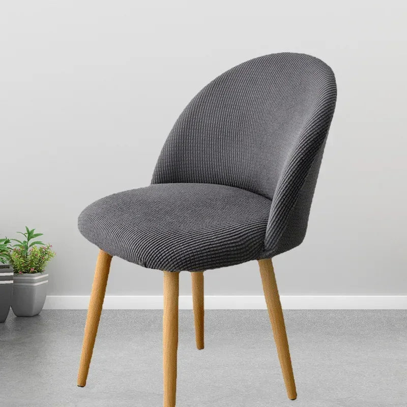 chaise moderne tissu rayures verticales orange beige bleu jaune gris pieds bois