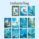 autocollants décoration cartes postales motifs féeriques paysages personnages scrapbooking bricolage opaques