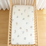 drap housse bébé imprimé animaux gris blanc moderne 90x50 120x60 130x70 polyester coton