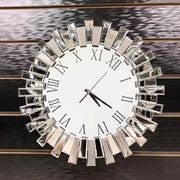 horloge murale argentée moderne chiffres romains glamour salon élégant transparent aiguilles heure minute