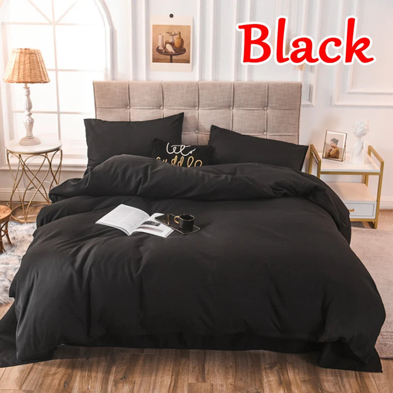 ensemble literie polyester uni noir gris moderne taie oreiller housse couette qualité